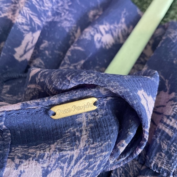 Free People These Dreams Mini Baby Doll Dress Small Tunic Purple Bohemian Ruffle - Picture 8 of 11